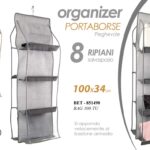 PORTA BORSE DA ARMADIO BASTONE Organizer Appendi BAG Salvaspazio 8 POSTI 100*34