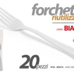 20 FORCHETTE RIUTILIZZABILI FESTE PARTY POSATE FORCHETTA Rigida BIANCA 19cm