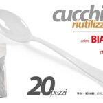 20 CUCCHIAI RIUTILIZZABILI FESTE PARTY POSATE CUCCHIAIO Rigido BIANCO 18cm