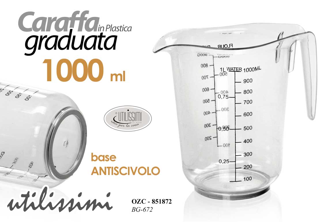 8025569851872 Misurino dosatore graduato liquidi dolci caraffa pasticceria farine 1000 ml 16cm - immagine 1