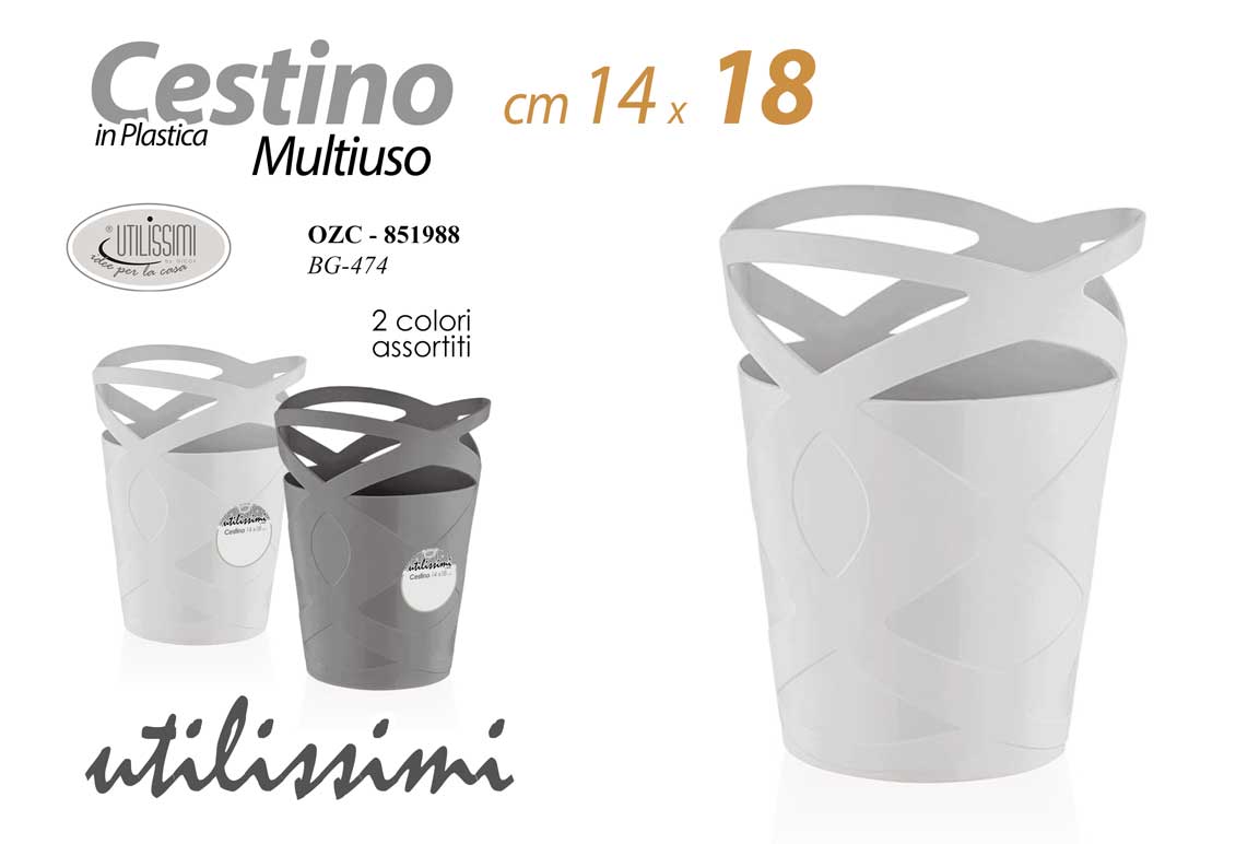 8025569851988 Cestino multiuso bagno ufficio scrivania da tavolo color plastic ass 18x14 cm - immagine 1