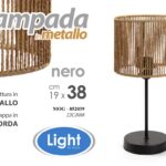 LAMPADA LUMETTO ABAT JOUR TAVOLO COMODINO SCRIVANIA METALLO CAPPA CORDA 38*19 cm