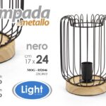 LAMPADA LUMETTO ABAT JOUR TAVOLO COMODINO SCRIVANIA MODERNO METALLO LEGNO 24 cm