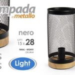 LAMPADA LUMETTO ABAT JOUR TAVOLO COMODINO SCRIVANIA MODERNO METALLO LEGNO 28 cm