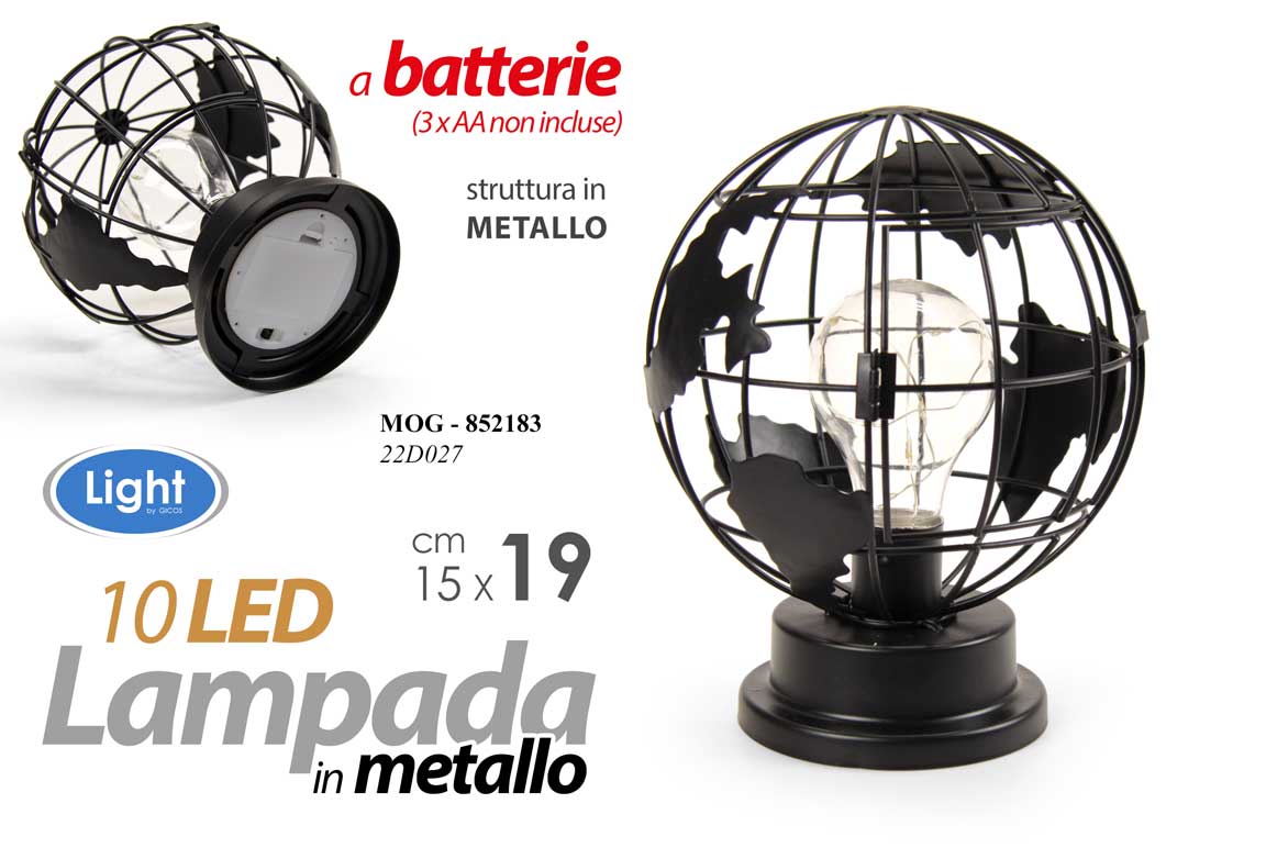 8025569852183 LAMPADA LED LUMETTO ABAT JOUR TAVOLO COMODINO SCRIVANIA METALLO Mappamondo 19 cm - immagine 1