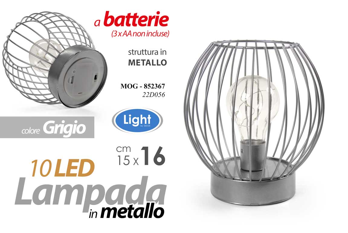 8025569852367 LAMPADA 10 LED LUMETTO ABAT JOUR TAVOLO COMODINO SCRIVANIA METALLO G GABBIA 16cm - immagine 1