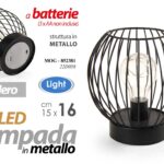 LAMPADA LUMETTO DA TAVOLO ABAT JOUR METALLO NERO SFERA TRAFORATA LED 16 cm