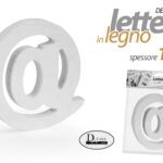 LETTERA @ LEGNO TAVOLO MURO MDF BIANCO ALFABETO DECORAZIONE FRASE FRASI 10 cm