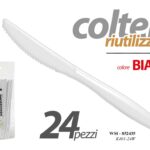 24 COLTELLI RIUTILIZZABILI FESTE PARTY POSATE BIANCO Rigide COLTELLO 17 cm