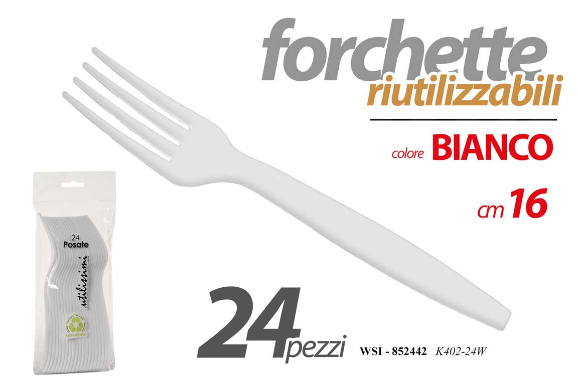 8025569852442 24 Forchette tavola finger food aperitivo buffet party buffet plastica 16 cm - immagine 1