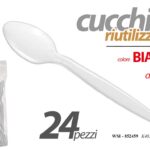 24 CUCCHIAI RIUTILIZZABILI FESTE PARTY POSATE CUCCHIAIO Rigido BIANCO 15cm
