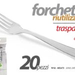 20 FORCHETTE RIUTILIZZABILI FESTE PARTY POSATE FORCHETTA Rigida TRASPARENTE 19cm