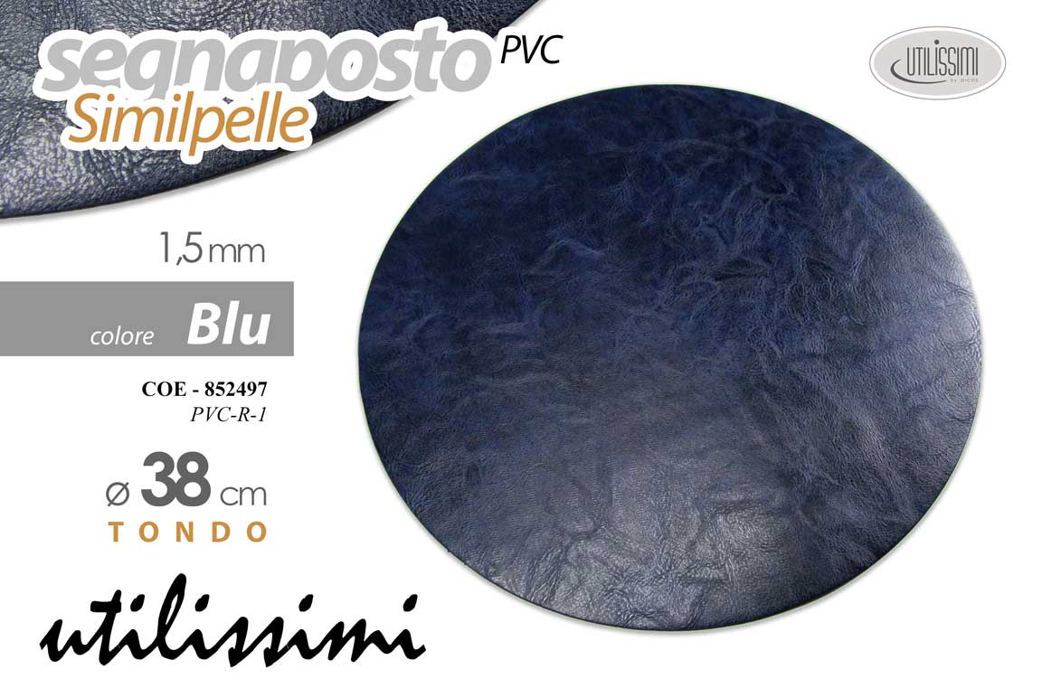 8025569852497 Segnaposto sottopiatto tondo tovaglietta americana elegante ecopel pvc blu 38 cm - immagine 1