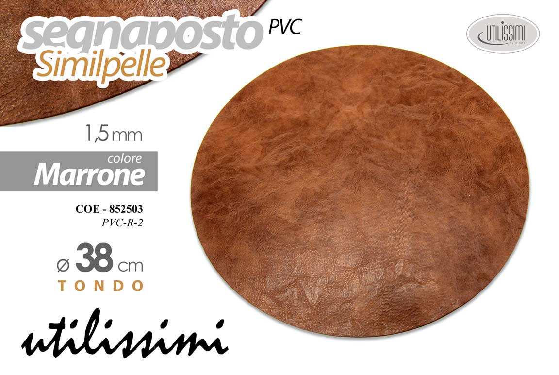 8025569852503 Segnaposto sottopiatto tondo tovaglietta americana elegante ec pvc marrone 38 cm - immagine 1
