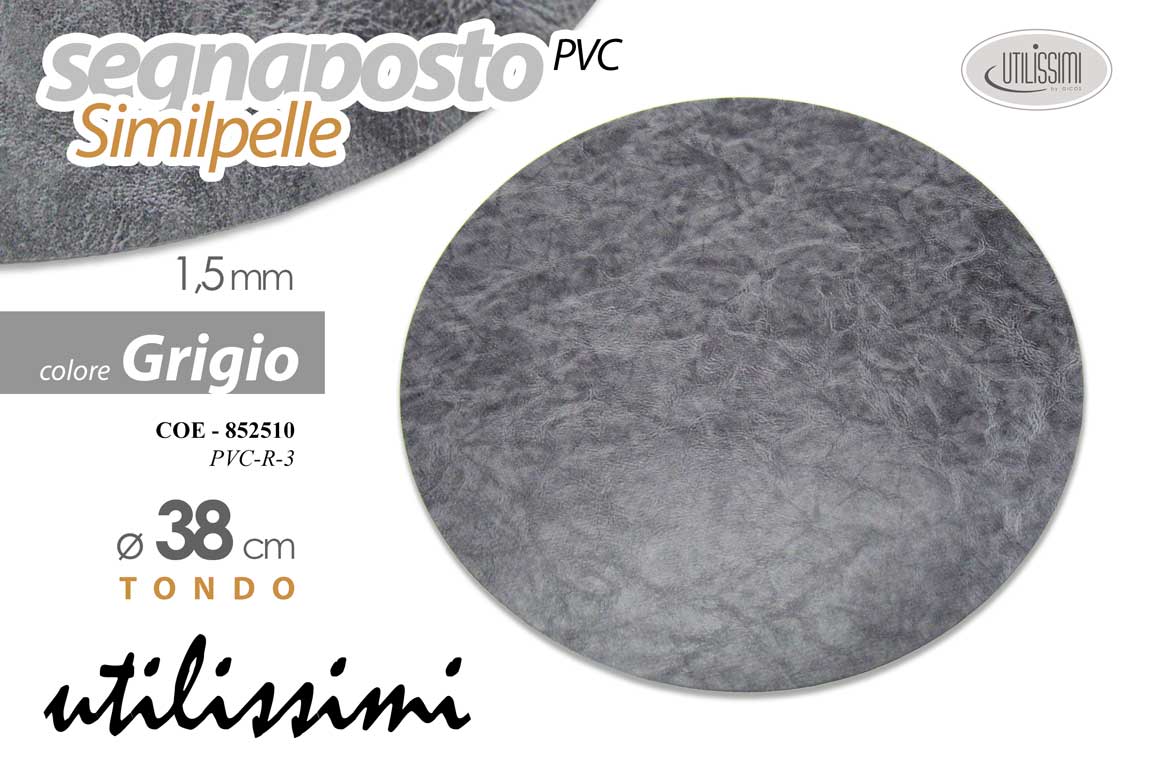 8025569852510 Segnaposto sottopiatto tondo tovaglietta americana elegante eco pvc grigio 38 cm - immagine 1