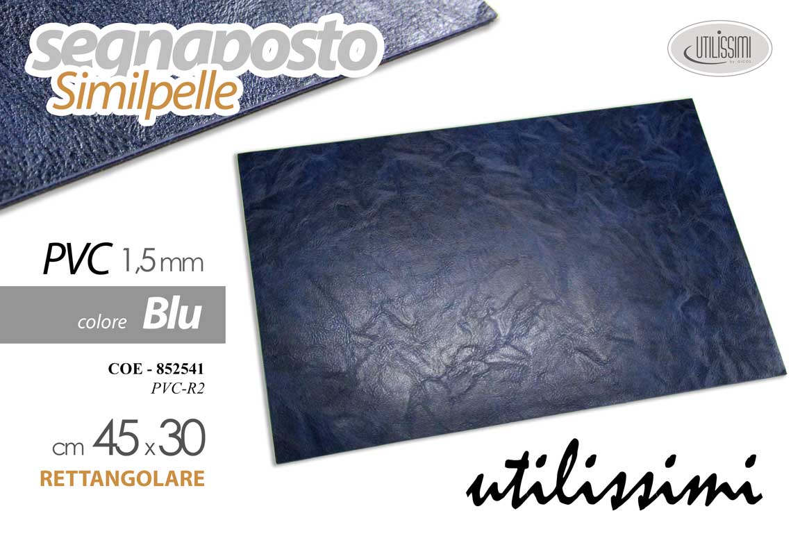 8025569852541 Segnaposto sottopiatto rettangolare tovaglietta americana blu similpelle 45x30 - immagine 1