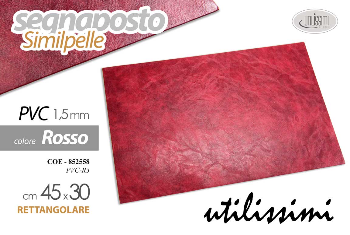 8025569852558 Segnaposto sottopiatto rettangolare tovaglietta americana rosso similpelle 45x30 - immagine 1