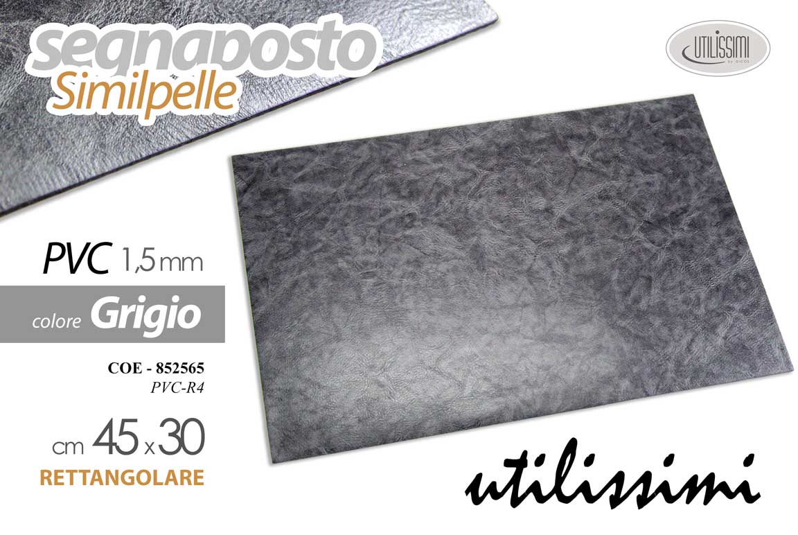 8025569852565 Segnaposto sottopiatto rettangolare tovaglietta americana grigio ecopelle 45x30 - immagine 1