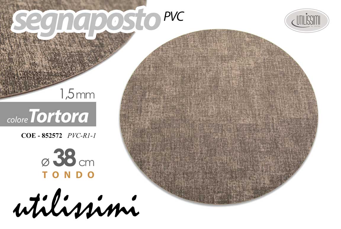 8025569852572 Segnaposto sottopiatto tondo tovaglietta americana elegante pvc tortora ø 38 cm - immagine 1