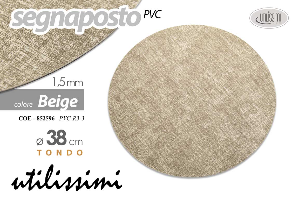 8025569852596 Segnaposto sottopiatto tondo tovaglietta americana elegante pvc beige ø 38 cm - immagine 1