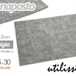 Segnaposto sottopiatto rettangolare tovaglietta americana grigio ecopelle 45x30c