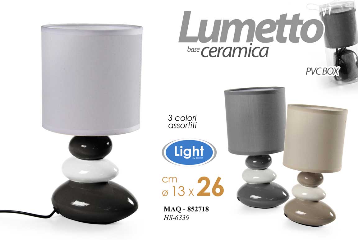 8025569852718 LAMPADA LUMETTO ABAT JOUR DA TAVOLO COMODINO CLASSICO MODERNO SASSI PIETRA 26*13 - immagine 1