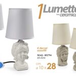 LAMPADA LUMETTO ABAT JOUR DA TAVOLO COMODINO TESTA DI MORO UOMO DONNA ASS 28 cm