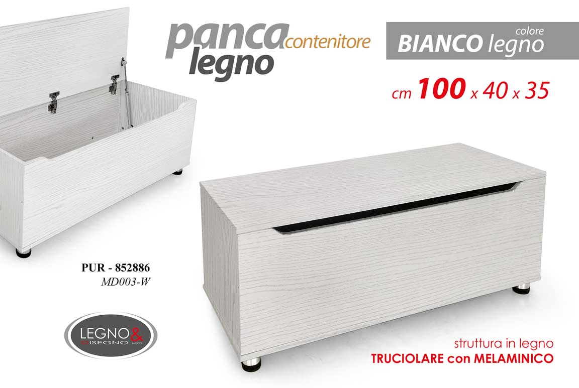 8025569852886 BAULE Cassapanca MOBILE CONTENITORE MODERNO PORTA OGGETTI LEGNO 100*40*h35 cm - immagine 1