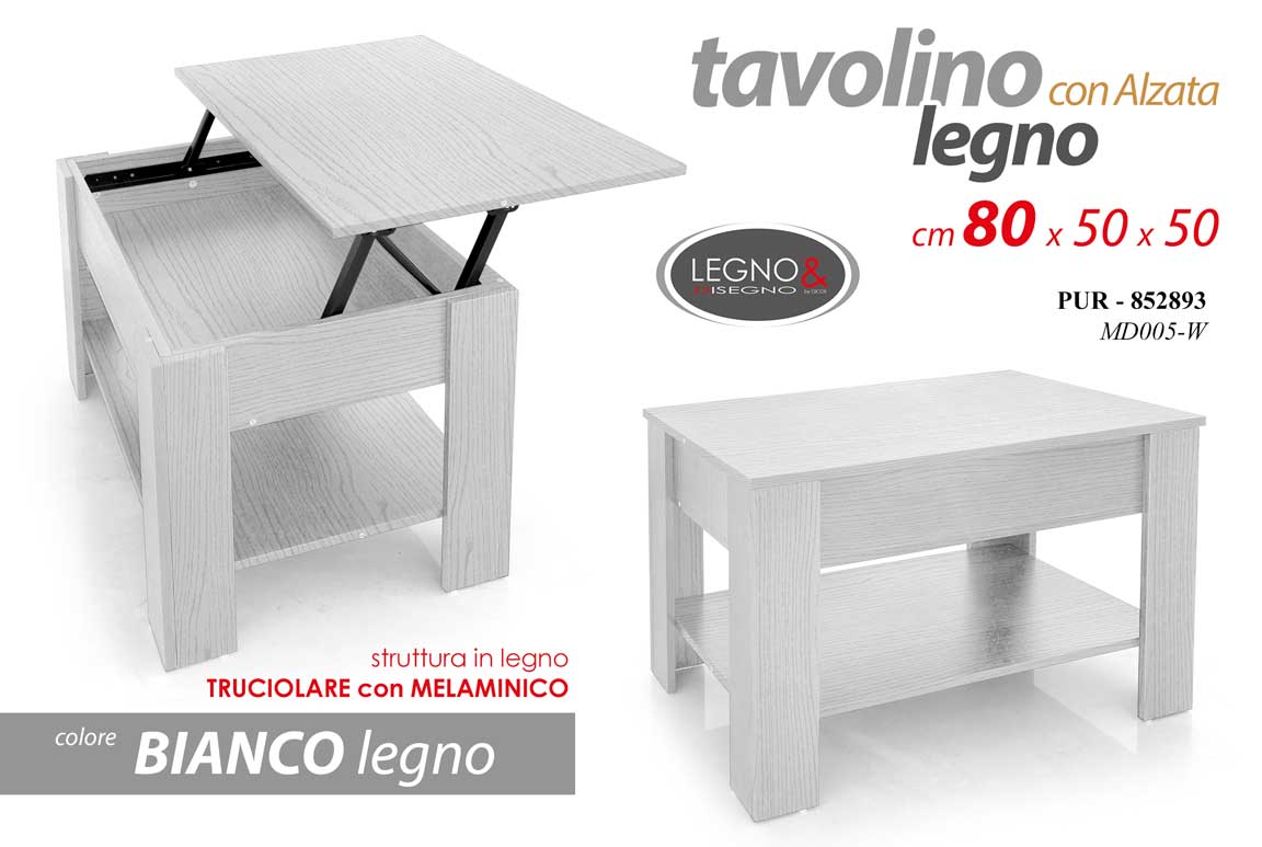8025569852893 TAVOLO TAVOLINO APRIBILE CONTENITORE LEGNO SALOTTO CAFFè DIVANO ROVERE 80*50*H50 - immagine 1