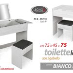 TOILETTE TAVOLO CONTENITORE APRIBILE SPECCHIO SGABELLO BIANCO LEGNO 75*45*75