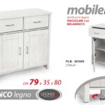 MOBILE ARMADIO BASSO SALOTTO CUCINA BAGNO 2 CASSETTI 2 ANTE BIANCO 80*79*35 cm