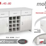 CREDENZA BASSA MOBILE ARMADIO CASSETTIERA SALOTTO BAGNO CUCINA BIANCO 124*40*H80