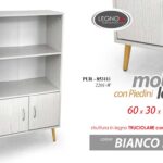 MOBILE ARMADIO SCAFFALE LIBRERIA MODERNO ROVERE BIANCO PIEDI LEGNO 115*60*30CM