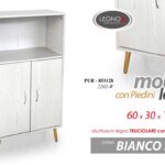 MOBILE ARMADIO 2 ANTE MODERNO SALOTTO CUCINA BAGNO BIANCO PIEDI LEGNO h115*60*30