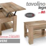 TAVOLO TAVOLINO APRIBILE CONTENITORE LEGNO SALOTTO CAFFè DIVANO ROVERE 80*50*H50