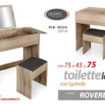 TOILETTE TAVOLO CONTENITORE APRIBILE SPECCHIO SGABELLO ROVERE LEGNO 75*45*75 CM