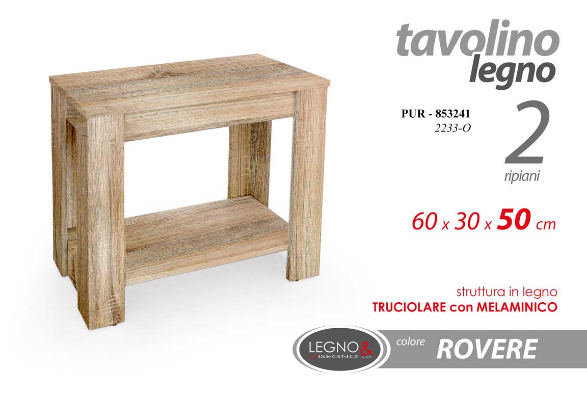 8025569853241 TAVOLINO TAVOLO MODERNO RIPIANO SALOTTO UFFICIO CAMERA ROVERE LEGNO 60*30*h50CM - immagine 1