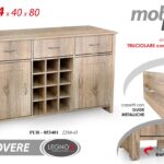 MOBILE SALOTTO CUCINA UFFICIO ANTE RIPIANI CASSETTI ROVERE 124*40*H80CM