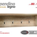 APPENDI ABITI DA PARETE APPENDINO MODERNO MENSOLA ROVERE LEGNO 4 GANCI 80*19*H20