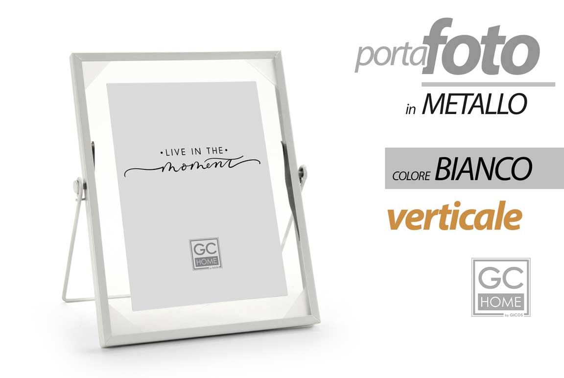 8025569853586 CORNICE PORTA FOTO DA TAVOLO VERTICALE METALLO BIANCO STILE MODERNO 15*20 CM - immagine 1