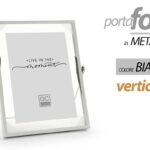 CORNICE PORTA FOTO DA TAVOLO VERTICALE METALLO BIANCO STILE MODERNO 20*25 CM