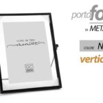 CORNICE PORTA FOTO DA TAVOLO VERTICALE METALLO NERO STILE MODERNO 20*25 CM