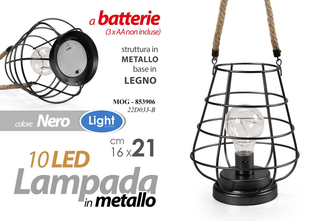 8025569853906 LAMPADA 10 LED LUMETTO ABAT JOUR TAVOLO COMODINO SCRIVANIA LANTERNA GABBIA 21 cm - immagine 1