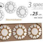 3 SPECCHI CUORE SPECCHIO DA PARETE CLASSICO MODERNO ACRILICO BIANCO ORO AS 25*25