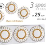 3 SPECCHI DA PARETE CLASSICO MODERNO ACRILICO SPECCHIO CHIC BIANCO ORO 25cm