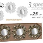 3 SPECCHI DA PARETE CLASSICO MODERNO ACRILICO SPECCHIO BIANCO ORO ASSORTITI 25cm