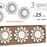 3 SPECCHI TONDI SPECCHIO DA PARETE CLASSICO MODERNO ACRILICO BIANCO ORO AS 25*25