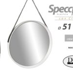 SPECCHIO BIANCO CON CINGHIA DA PARETE TONDO SPECCHIERA CLASSICO MODERNO 51*7 cm
