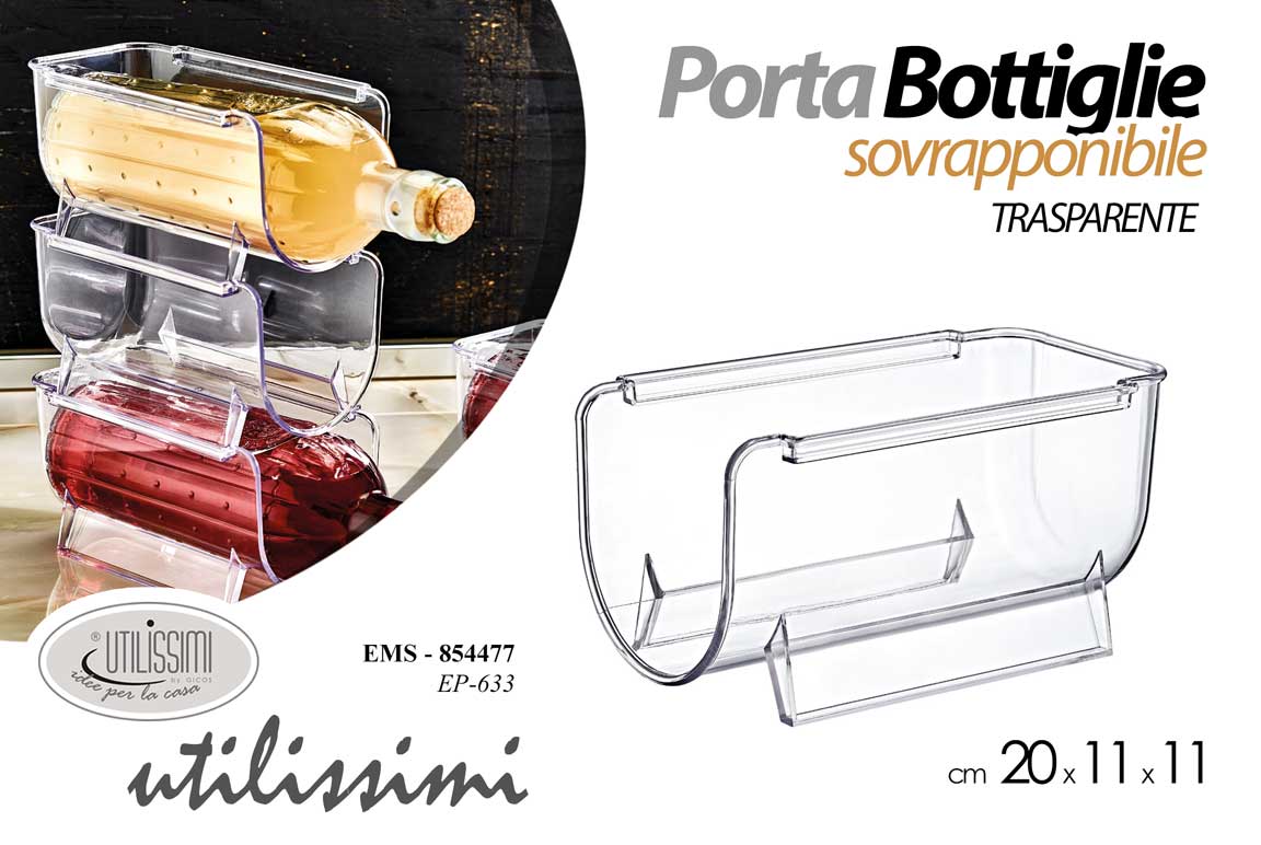 8025569854477 PORTA BOTTIGLIE VINO SOVRAPPONIBILE Cantinetta TAVOLO Appoggio Design 20*11*11cm - immagine 1