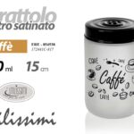 BARATTOLO CAFFè Contenitore Vetro SATINATO MODERNO COPERCHIO NERO 660 ML 15*9 CM